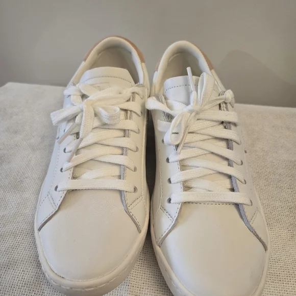 Keds White Leather Sneakers with Blush Heel - Picture 5 of 7